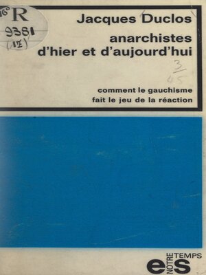 cover image of Anarchistes d'hier et d'aujourd'hui